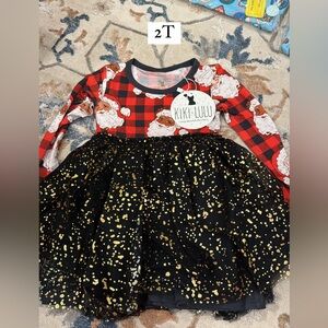 Kiki and Lulu 2T bamboo Santa dress